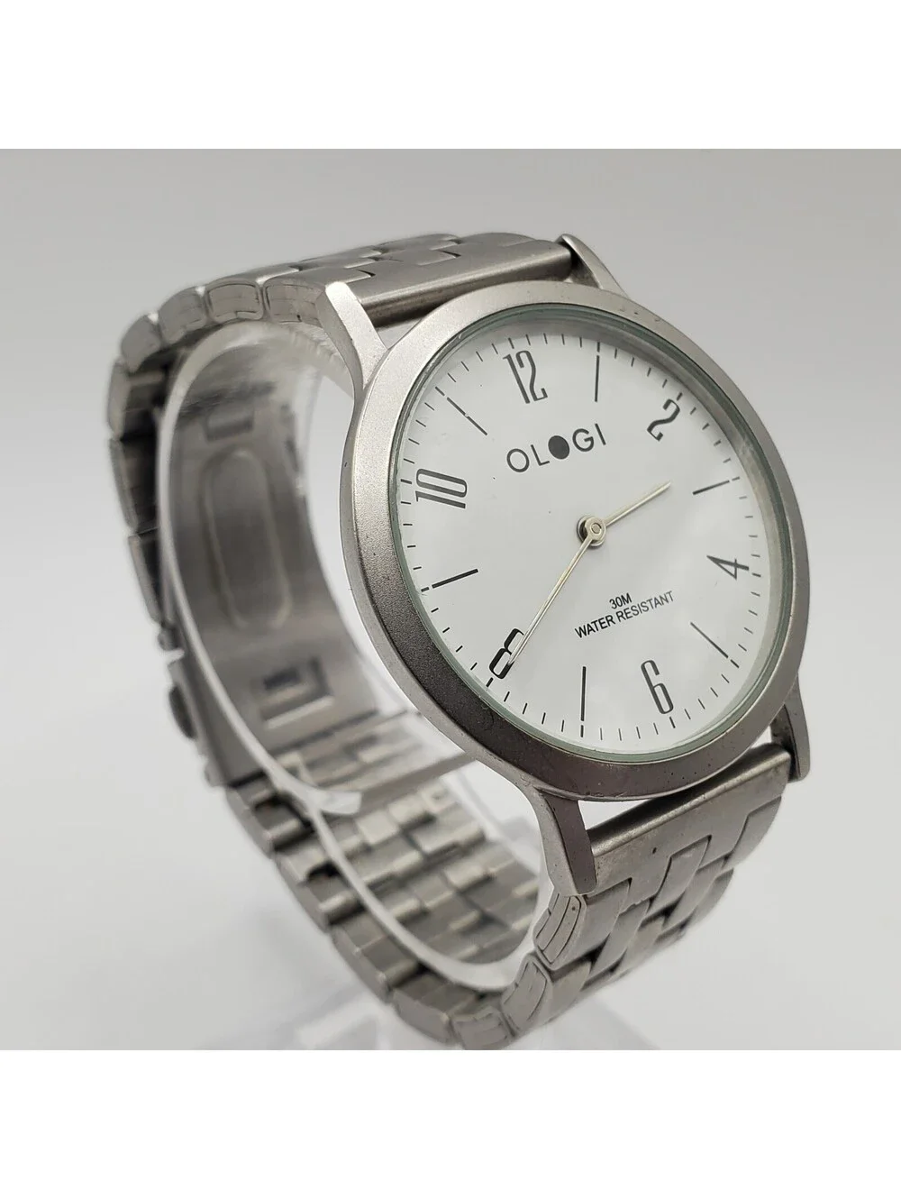 Ologi Quartz Watch 34mm Silver Tone White Dial New Battery